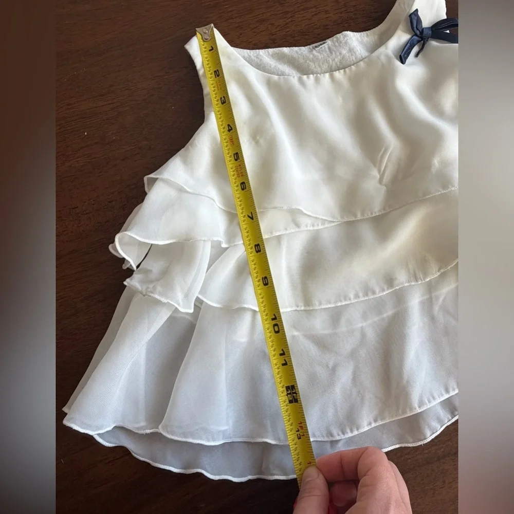 Girls Dress Outfit Set Lace Skirt & Ruffle Top Navy White Party Holiday Size 6Y